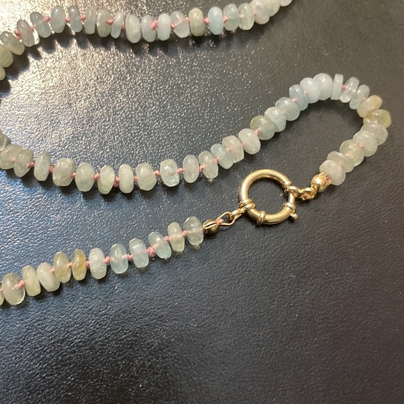 ☘️☘️Host Pick☘️☘️ 20” aquamarine 14kt Solid gold sailor clasp and charm - Picture 7 of 8